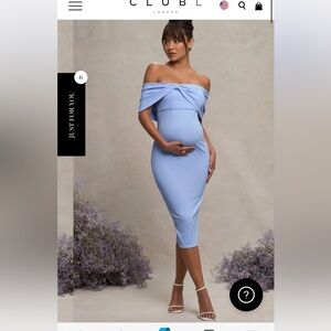 Club L London ALYSSA
POWDER BLUE BARDOT BOW MATERNITY MIDI DRESS WITH RUCHING